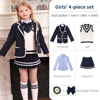 Buy girl-suit Children Full Set Shirt Vest Pants Shirt Suit Spring Classic School