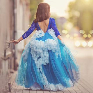 Blue Lace Flower Girls Dresses