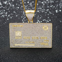 Iced Out Credit VISA Card Pendant Necklace AAA Cubic Zirconia Hip Hop