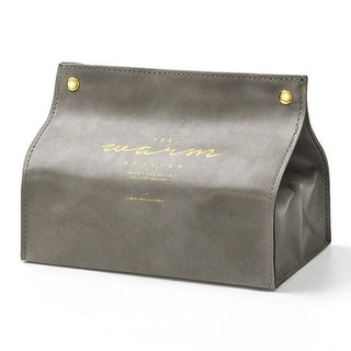 Buy gray Leather Tissue Box Case