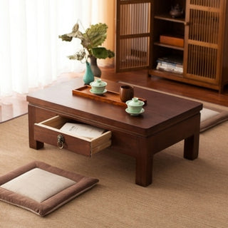 Buy black Japanese Antique Furniture Tea Table Wooden Storage Cabinet One Drawer