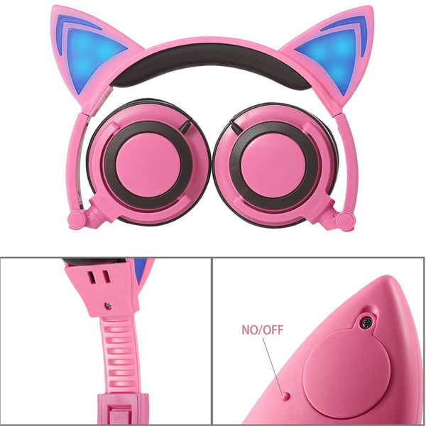 Cat Ear Shape Headphone with Glowing Lights for Children