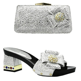 Buy sliver Shoes with Matching Bags for Wedding