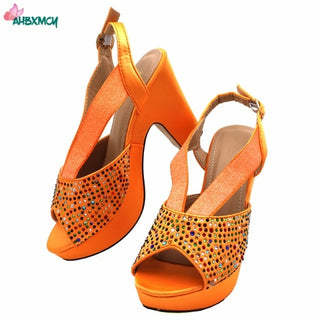 Buy orange-only-shoes CRYSTAL Shoes and Bag Set in