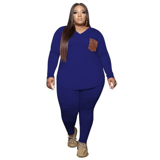 Buy blue 4xl 5XL 2 Piece Top and Pants