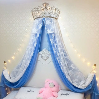 Buy blue Princess Crown Mosquito Net Bed Curtain Girl Children Room Decor