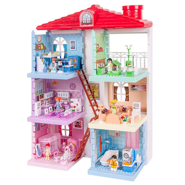 Princess Villa Plastic DIY Dollhouses Play House Furniture Kit With