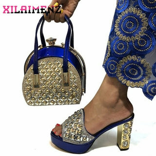 Buy royal-blue Slippers And Bag Set