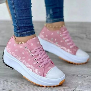 Buy pink 2022 Pattern Canvas Women Sneakers Casual Sport Shoes