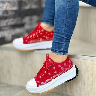 Buy red 2022 Pattern Canvas Women Sneakers Casual Sport Shoes