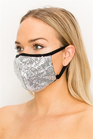 FASHION MASK 101-FL6-SILVER-SW314-floral double layer contoured face