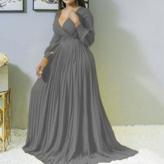 Buy gray Plus Size Pleated Vintage Party Dress