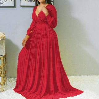 Buy red Plus Size Pleated Vintage Party Dress