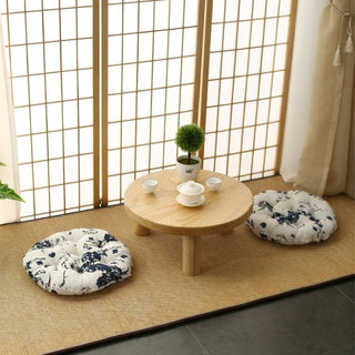 Buy blue Small Japanese Coffee Table Round Legs Solid Wood Bedroom Center Table