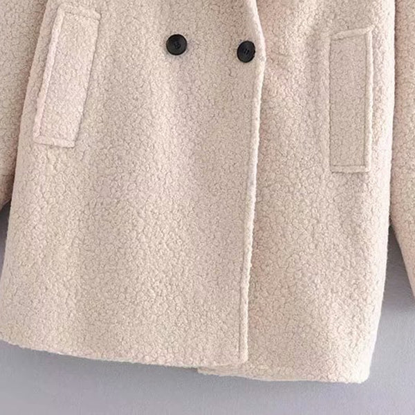 Solid Warm Winter Woolen Coat Elegant Ladies Turn