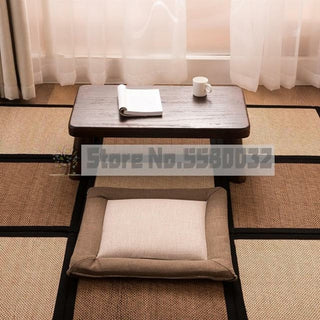 Buy chocolate Solid wood bay window table Japanese style antique tea table bed low