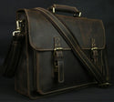 Vintage Crazy Horse Leather Men Briefcase Laptop Bag Work Business Bag