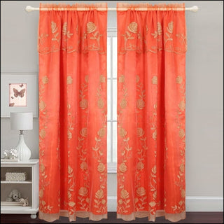 Buy coral-gold Zoey - Embroidered Panel With Backing - Set of Two - Assorted Colors