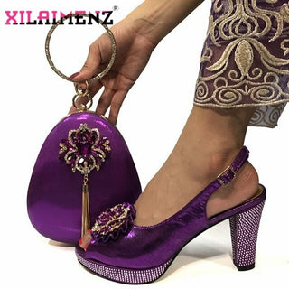 Buy purple Wedding Shoes And Bag Set