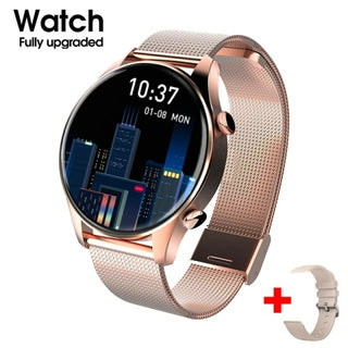 Buy rose-gold-mesh-belt Women Smartwatch Full Touch screen Support Dial Call Heart Rate