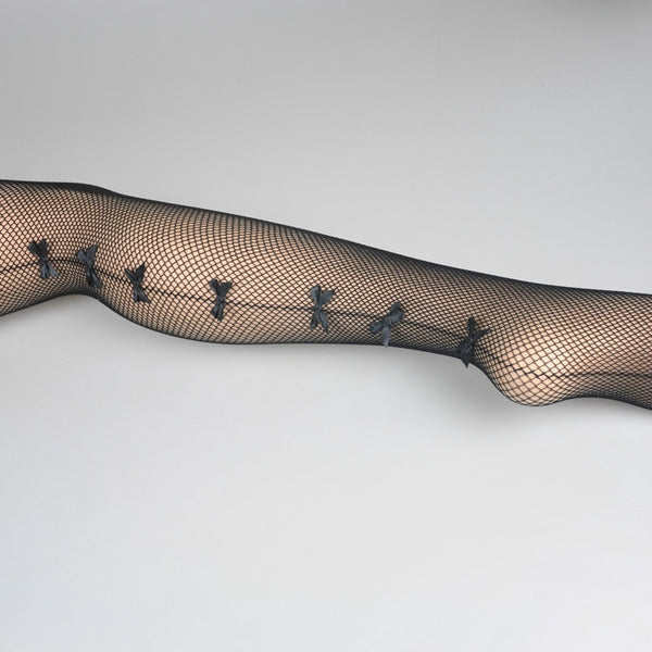 Women's Tights Sexy One Line Design Pantyhose Small Bow Fishnet