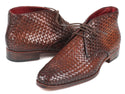 Paul Parkman Men's Brown Woven Leather Chukka Boots