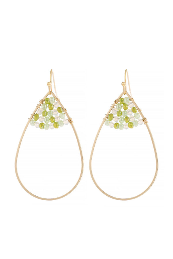 Hde3070 - Open Teardrop With Rondelle Beads Earrings