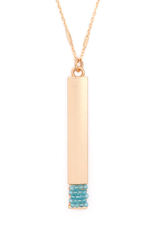 Buy matte-gold-turquoise Myn1375 - Bar Pendant Necklace