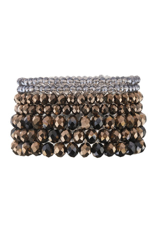 Buy black-brown Hdb2750 - Seven Lines Glass Beads Stretch Bracelet