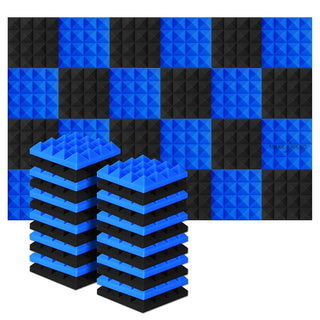 Buy 12black12blue 24Pcs 25x25x5cm Studio Acoustic Soundproof Foam Pyramid Noise Insulation Sound Absorption Treatment Panels 12Black 12Blue