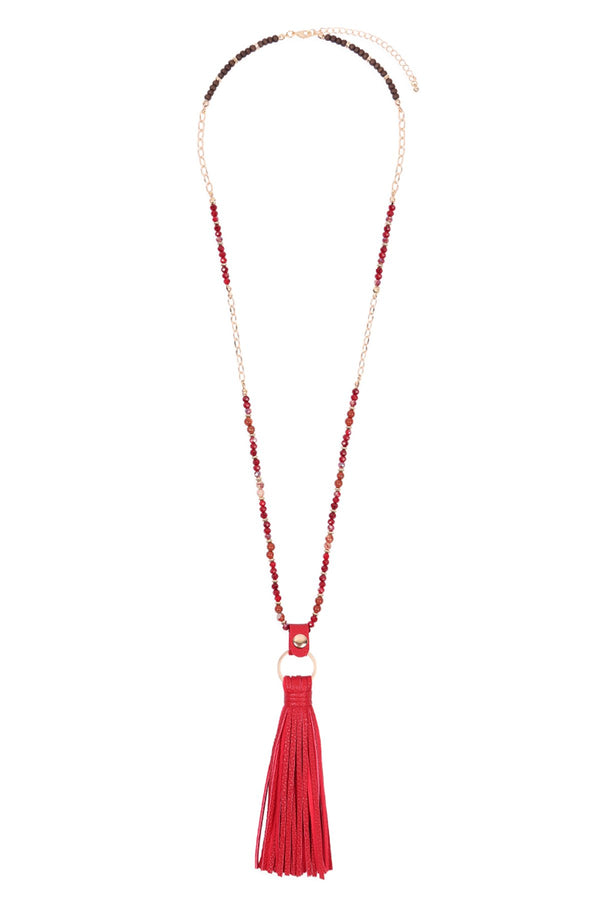 Hdn3121 - Leather Tassel Necklace