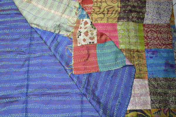 Hand Stitched Kantha  Silk  Vintage Throw