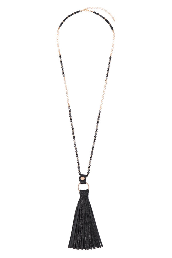 Hdn3121 - Leather Tassel Necklace