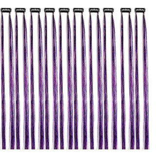 Buy purple 10Pack Sparkle Tinsel Clip on in Hair Extensions