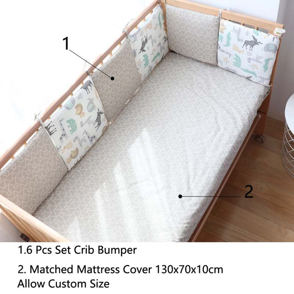 Nordic Thick Soft Bumpers in the Crib for Baby Room  6 Pcs Set