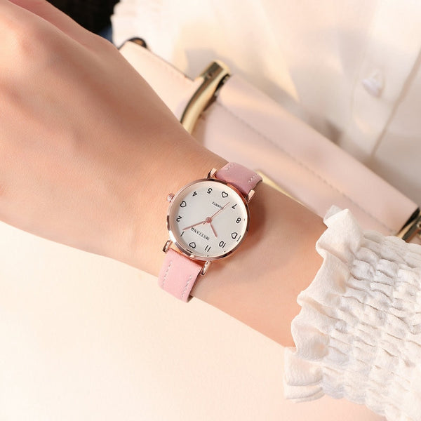 Simple Vintage Women Small Dial Watch Sweet Leather Strap Wrist Watches Gift