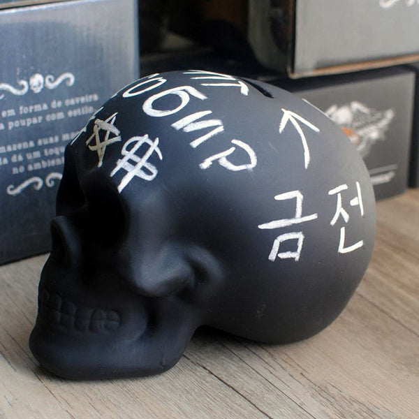Black Skull Piggy Bank DIY Chalk Doodling Ceramic Ornaments