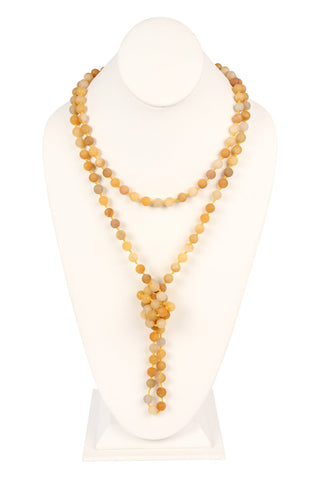 Buy yellow-jade Hdn2239 - Natural Stone Hand Knotted Long Necklace