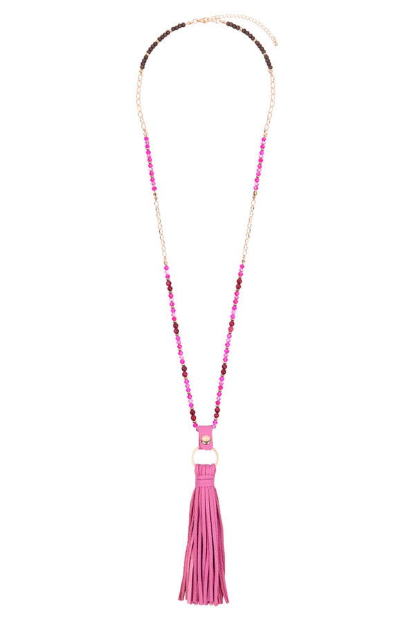 Hdn3121 - Leather Tassel Necklace