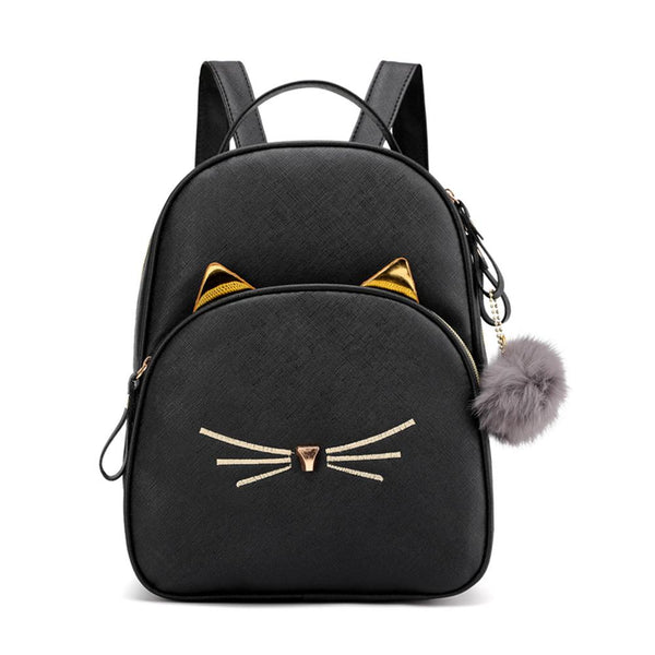 PU Leather Cat Face School Bag
