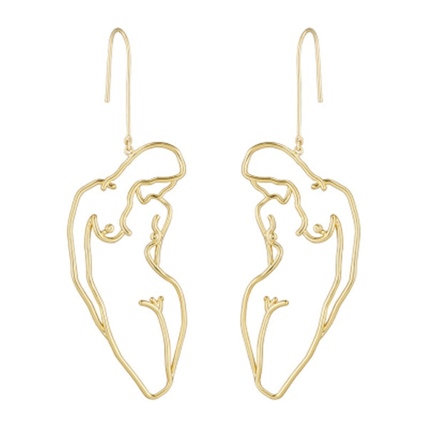 Unique Artsy Abstract Lady Breast Statement Hoop Earrings for Women Van Gogh Hollow Outline Body Earrings 2020 Femme Bijoux