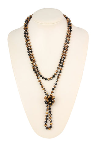 Buy bronze-black-ombre 8mm Longline Hand Knotted Necklace
