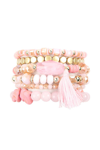 Buy pink Hdb2201 - Boho Tassel Charm Bracelet