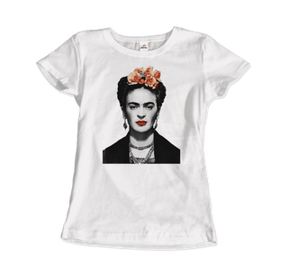 Buy white Frida Kahlo With Flowers Poster Artwork T-Shirt