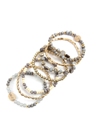 Buy gray &quot;I Believe&quot; Charm Mix Beads Bracelet