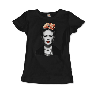 Buy black Frida Kahlo With Flowers Poster Artwork T-Shirt