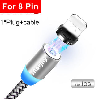 Buy silver-for-iphone Marjay Magnetic Micro USB Cable for iPhone Samsung Android Fast Charging Magnet Charger USB Type C Cable Mobile Phone Cord Wire