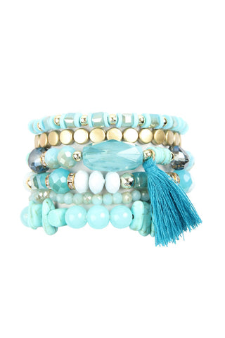 Buy turquoise Hdb2201 - Boho Tassel Charm Bracelet