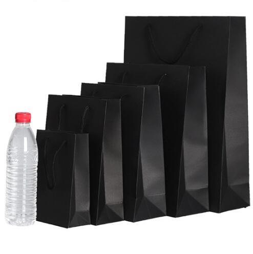 13x6x19cm 5pcs Kraft Gift Paper Bag Custom Clothing Shopping Bag With Handle Small White Paper Bag Black Jewelry Packing Bag