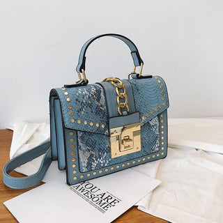 Buy blue-m1901-30 Luxury Small Cross Body Chain Rivet Handbag